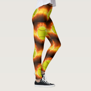 Leggings El softball de SlipperyJoe en el fuego fuego fuego