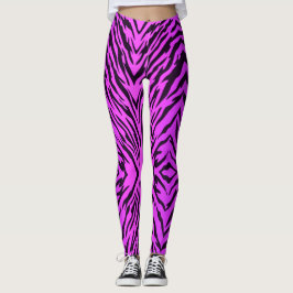 Leggings El tigre púrpura de neón raya el estampado de