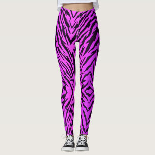 Leggings El tigre púrpura de neón raya el estampado de