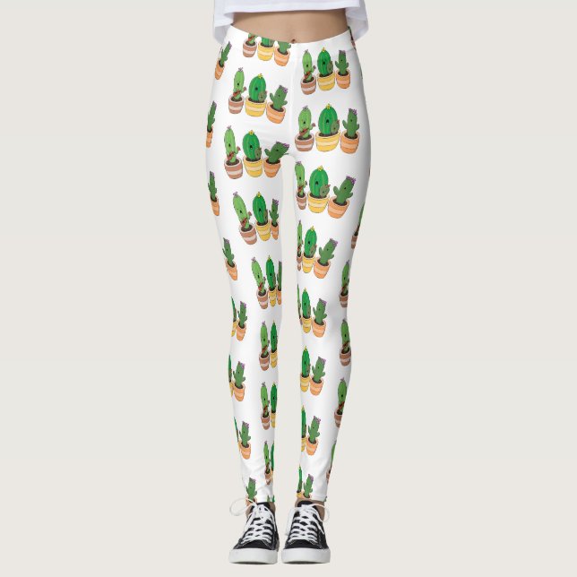 Leggings El trío de cactus lindo canto ilustracion personal (Anverso)