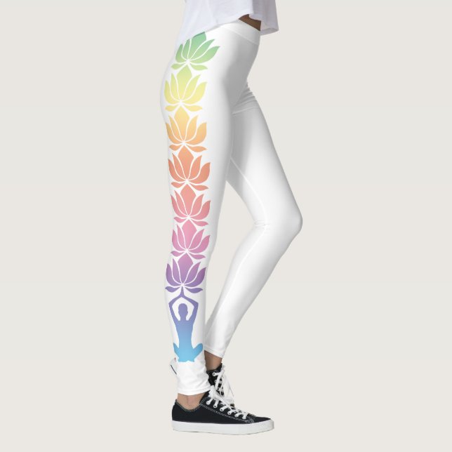 Leggings El yoga Pose Namaste Lotus Flores sobre (Derecha)