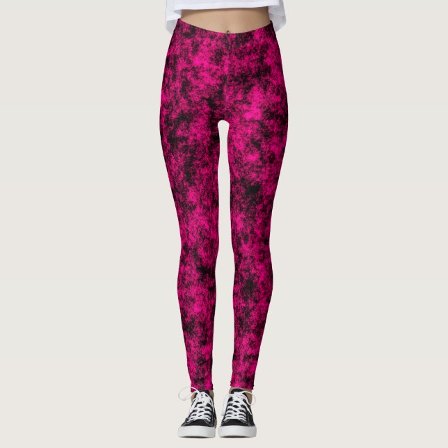 Leggings Electric Pink & Black Abstract Marble (Anverso)