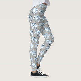 Leggings Elefante azul Mandela sobre Yoga gris
