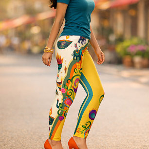 Leggings Elefante Colorido Patrón Indio Boho