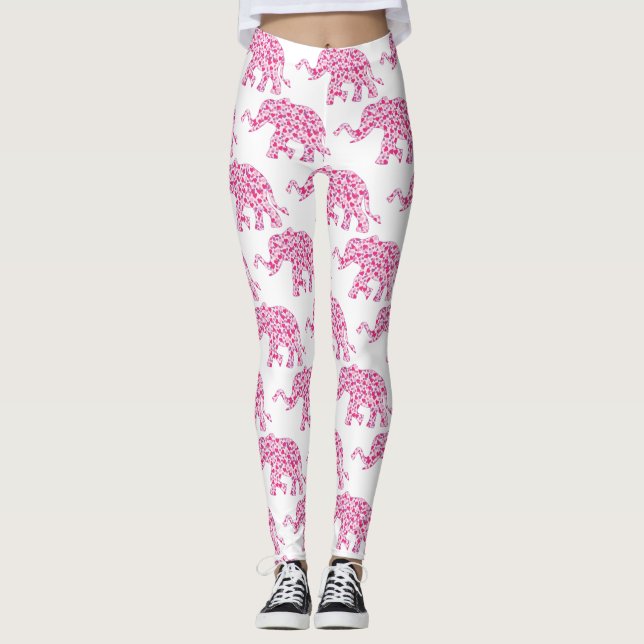 Leggings Elefante de corazones rosados (Anverso)