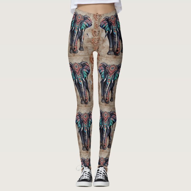 Leggings Elefante de diseño indio (Anverso)