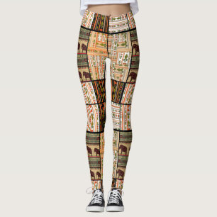 Leggings Elefantes africanos de patchwork: Textura fundamen