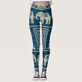Leggings Elefantes africanos fondo azul marino de moda