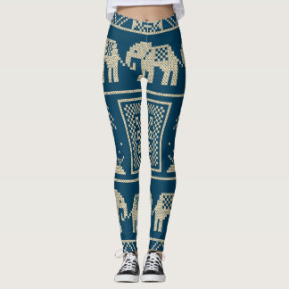 Leggings Elefantes africanos fondo azul marino de moda