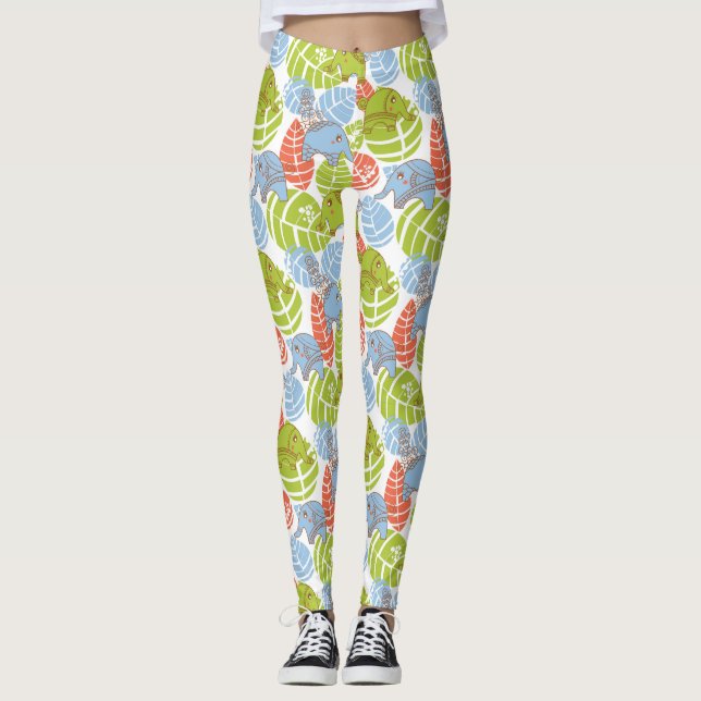 Leggings Elefantes de la selva de colores (Anverso)