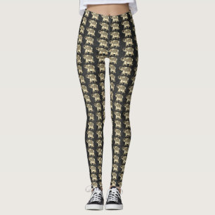 Leggings Elefantes florales de cachemira dorada elegante, d