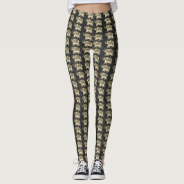Leggings Elefantes Florales Elegantes De Paisley De Oro, Da