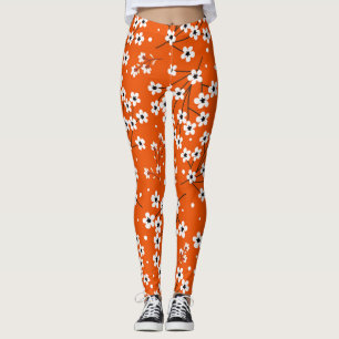 Leggings Elegancia asiática: Impresión sin foco floral roja