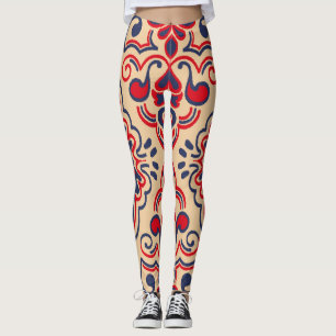 Leggings Elegancia bordada: Patrón de tela de Ikat