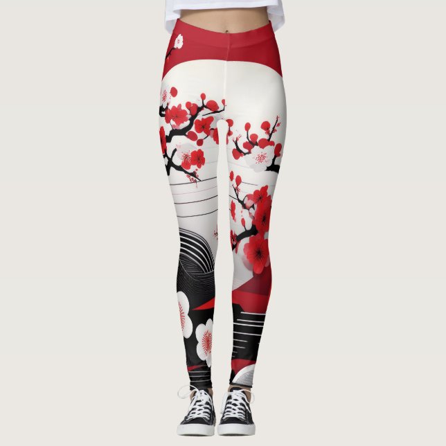Leggings Elegancia de abrazo: Leggencias de flores de cerez (Anverso)