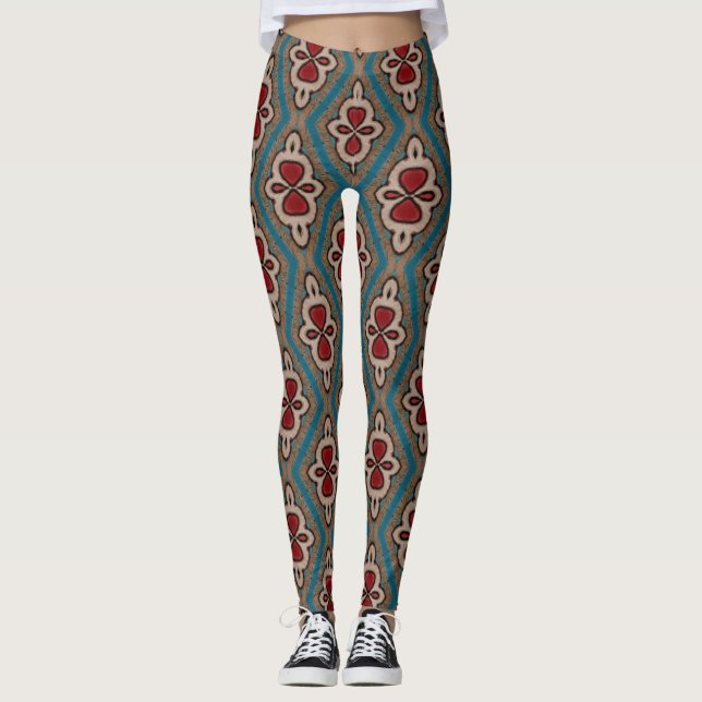 Leggings Elegancia del patrón de mosaico de azúcares de cob (Anverso)