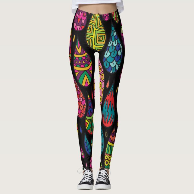 Leggings Elegancia floral, fondo abstracto. (Anverso)