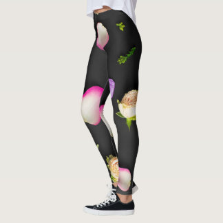 Leggings "Elegancia floral sobre negro"