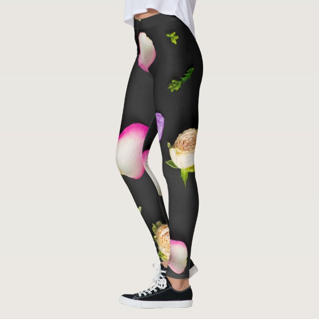 Leggings "Elegancia floral sobre negro" (Izquierda)