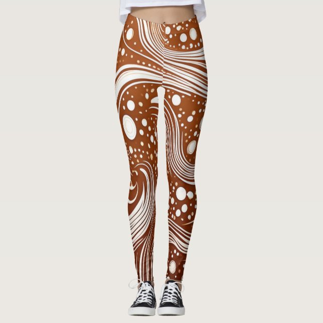 Leggings Elegancia intrincada: Diseño blanco en piernas mar (Anverso)