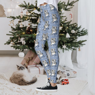 Leggings Elegancia Invernal Leopardo de las Nieves Azul Cop