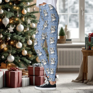 Leggings Elegancia Invernal Leopardo de las Nieves Azul Cop