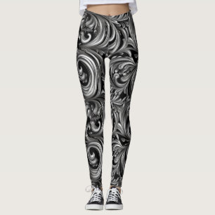 Leggings Elegancia líquida - Patrón metálico de líquido neg