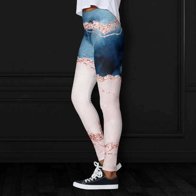 Leggings Elegancia mística | Agante de oro azul y Rosa Verd (Subido por el creador)