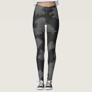Leggings Elegancia Moderna Camuflaje Negro y Gris