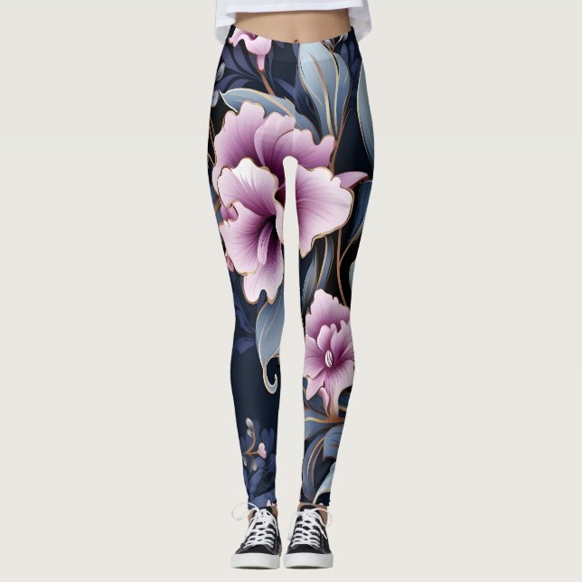 Leggings Elegancia orquídea: Petals en patrón de armonía (Anverso)