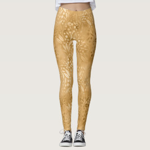 Leggings Elegancia simple Patrón de follaje dorado Elegante