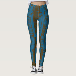 Leggings Elegant blue &brown abstract pattern 