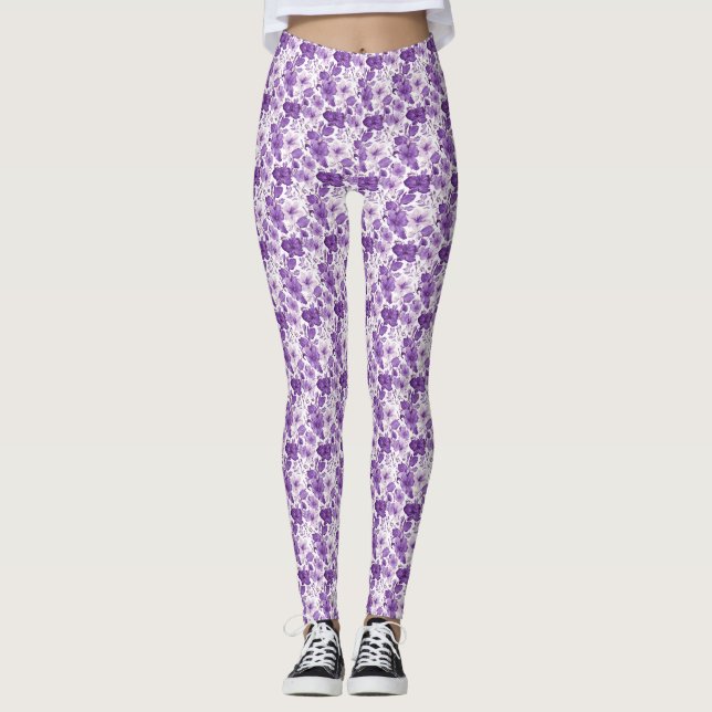 Leggings Elegant floral pattern in purple tones (Anverso)