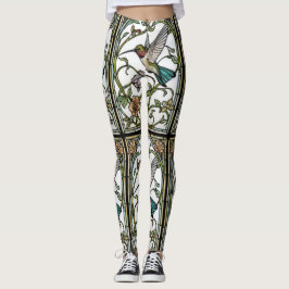 Leggings Elegant hummingbird artwork botanical boho chic