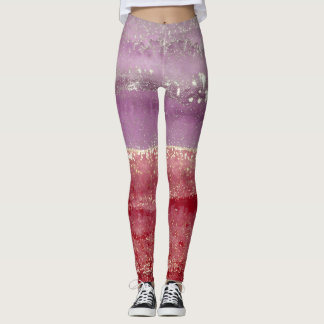 Leggings Elegant purple and gold glitter