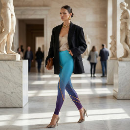 Leggings Elegant Teal & Purple Agate Gold Fluid Art Ombré