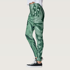 Leggings Elegante acuarela, obra de arte de hojas verdes bo