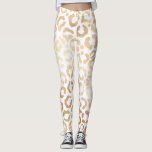 Leggings Elegante animal de leopardo blanco de oro<br><div class="desc">Este elegante animal de moda es perfecto para la moderna moda y elegante. Tiene un patrón de leopardo de Relieve metalizado de oro falso dibujado a mano encima de un simple fondo blanco. Que se puede cambiar haciendo clic en las opciones del personalizar. Es un diseño lujoso y elegante de...</div>