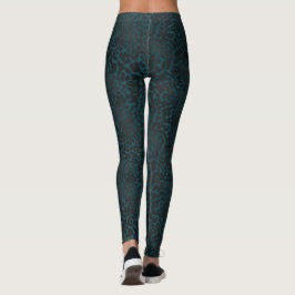 Leggings Elegante animal de leopardo negro impreso en Verde