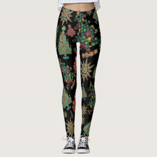 Leggings Elegante árbol de Navidad Jewel Bling