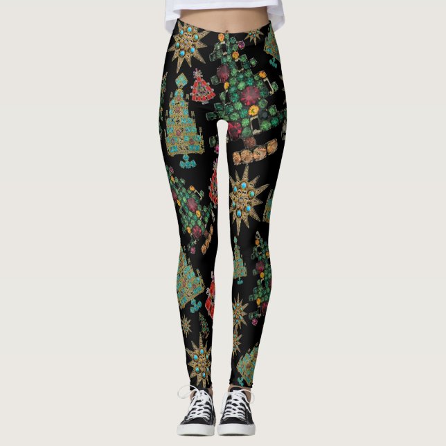 Leggings Elegante árbol de Navidad Jewel Bling (Anverso)