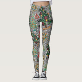 Leggings Elegante árbol de Navidad Jewel Bling Silver