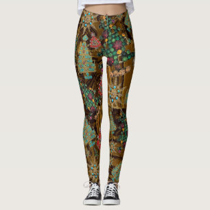Leggings Elegante árbol de Navidad Jewel Bling Tiger Iron