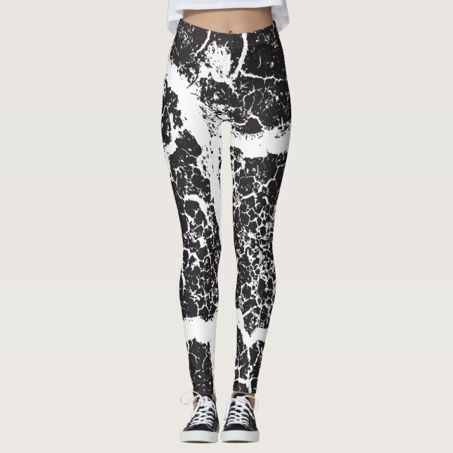 Leggings Elegante arte moderno blanco negro (Anverso)
