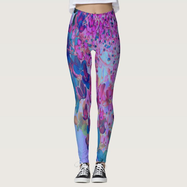 Leggings Elegante azul oscuro e hidrangea recta magenta (Anverso)