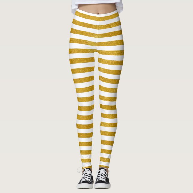 Leggings Elegante banda dorada -Personalizado de su color- (Anverso)