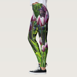 Leggings Elegante Bandera Flamante Púrpura Blanca Triunfo T