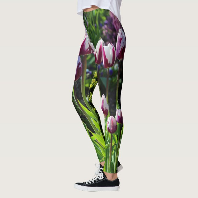 Leggings Elegante Bandera Flamante Púrpura Blanca Triunfo T (Izquierda)
