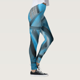 Leggings Elegante Blue Black Abstract Art Formas modernas
