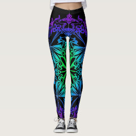 Leggings Elegante boho botánico verde azulado verde mandala